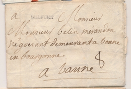 LAC MARQUES POSTALES 18ème Siècle  - LAC - N°4 - BELFORT - S/pli De Cravanche Pour  Beaune - 29/4/1761 - Taxé 8 Sols - T - 1801-1848: Précurseurs XIX