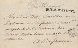 LSC MARQUES POSTALES 18ème Siècle  - LSC - N°5 BELFORT + P. PAYE, D. BELFORT (incomplet) S/pli De Belfort Pour Besançon  - 1801-1848: Précurseurs XIX