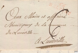 LSC MARQUES POSTALES 18ème Siècle - LSC - 66 BELFORT (Rouge) - Pli De Belfort Pour Lunéville - 8/7/1796 - Taxé à 6 Sous  - 1801-1848: Précurseurs XIX