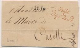 LAC DEPARTEMENTS CONQUIS - LAC - 104 TURIN + Marque Préfet Dépt Du Pô - Pr Le Maire De Caselle (Torino) - Avec Signature - 1801-1848: Précurseurs XIX