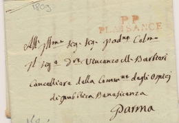 LAC DEPARTEMENTS CONQUIS - LAC - P.P PLAISANCE (Rge) - 1809 - Pr Parma - TB - 1801-1848: Vorläufer XIX