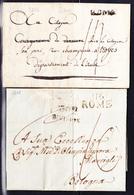 LAC DEPARTEMENTS CONQUIS - LAC - ROME + 116 ROME - 2 Plis - Période 1801, 1811 - Pr Bologne (Italie), Troyes - B/TB - 1801-1848: Précurseurs XIX