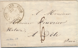 LAC CACHET A DATES - LAC - TAIN (25) Càd T11 Du 29/10/1834 Pr Dôle - Taxée 6 - Indice 11 - TB - 1801-1848: Précurseurs XIX