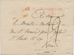 LAC MARQUES D'ENTREE (N° Noël) - LAC - Noël N°1 - Allemagne Par Worms - Rouge - De "R.I. Manheim Du 27/4/1813 à Paris -  - 1801-1848: Precursors XIX