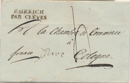 LSC MARQUES D'ENTREE (N° Noël) - LSC - Noël N°88 - Emmerich Par Cleves - Noir - Lettre à Cologne - 1801-1848: Précurseurs XIX