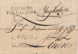 LAC MARQUES D'ENTREE (N° Noël) - LAC - Noël N°94 - Espagne Par Bayonne - Noir - De Vigo/Galicia En Bleu à Londres 1827 - 1801-1848: Precursors XIX