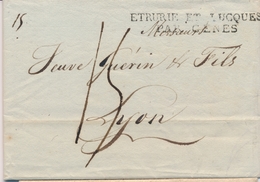 LAC MARQUES D'ENTREE (N° Noël) - LAC - Noël N°114 - Etrurie Et Lucques Par Genes - Noir - De Livorno 27/2/1807 à Lyon - 1801-1848: Voorlopers XIX