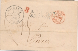 LAC MARQUES D'ENTREE (N° Noël) - LAC - N°1122 - Suisse / Belfort - 15/3/1841  S/pli De Zurich Pour Paris - TB - 1801-1848: Precursors XIX