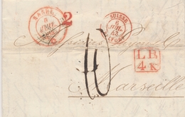 LAC MARQUES D'ENTREE (N° Noël) - LAC - N°1122 - Suisse / Belfort - 5/7/1843 (Rouge)  S/pli De Bâle  Pour Marseille - TB - 1801-1848: Précurseurs XIX