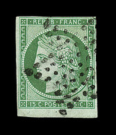O EMISSION CERES 1849 - O - N°2 - 15c Vert - Obl étoile Muette - BdF - Signé Calves  - TB - 1849-1850 Cérès