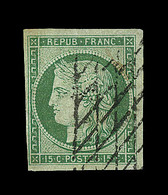 O EMISSION CERES 1849 - O - N°2 - 15c Vert - Signé JF Brun - TB - 1849-1850 Ceres