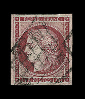 O EMISSION CERES 1849 - O - N°6B - 1F Carmin/brun - Obl. Grille - Signé Baudot - TB - 1849-1850 Ceres