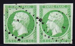 O NAPOLEON NON DENTELE - O - N°12 - 5c Vert - Paire - TB - 1853-1860 Napoléon III