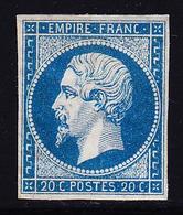 * NAPOLEON NON DENTELE - * - N°14A - 20c Bleu - Gomme Jaunie - TB - 1853-1860 Napoleon III