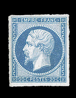 (*) NAPOLEON NON DENTELE - (*) - N°14Ak - 20c Bleu - Tirage Art & Métier - Signé Calves - TB - 1853-1860 Napoléon III.