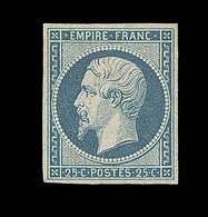 * NAPOLEON NON DENTELE - * - N°15 - 25c Bleu Laiteux - Signé Roumet - TB/SUP - 1853-1860 Napoléon III