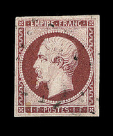 O NAPOLEON NON DENTELE - O - N°18a - 1F Carmin Foncé - Signé Calves - Certif - TB - 1853-1860 Napoléon III.