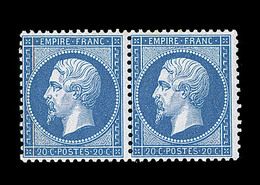 * NAPOLEON DENTELE - * - N°22 - 20c Bleu - Paire - Charn. Lég. - Belle Gomme - TB - 1862 Napoléon III