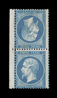 ** NAPOLEON DENTELE - ** - N°22a - 20c Bleu - Paire Tête Bêche - Centrage Traditionnel - Rare - Certif - B - 1862 Napoléon III
