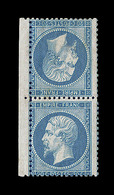 ** NAPOLEON DENTELE - ** - N°22a - 20c Bleu - Paire Tête Bêche - Centrage Traditionnel - Rare - Certif - B - 1862 Napoleon III