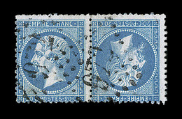 O NAPOLEON DENTELE - O - N°22b - 20c Bleu - Tête Bêche - Obl. GC 972  - Signé Baudot - TB - 1862 Napoléon III