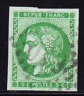 O EMISSION DE BORDEAUX  - O - N°42Ba - 5c Vert Jaune Foncé - R2 - TB - 1870 Bordeaux Printing
