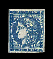 * EMISSION DE BORDEAUX  - * - N°45Ba -  20c Bleu Foncé - Report 2 - Signé Calves/Thiaude - TB - 1870 Bordeaux Printing