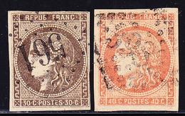 O EMISSION DE BORDEAUX  - O - N°47/48 - Signé Calves - B/TB - 1870 Bordeaux Printing