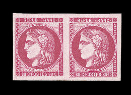 ** EMISSION DE BORDEAUX  - ** - N°49 - 80c Rose - Paire - SUP - 1870 Ausgabe Bordeaux