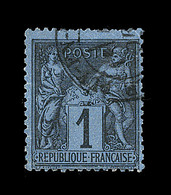 O TYPE SAGE - O - N°84 - Bleu De Prusse - Obl. - Légère Froiss. Horiz.- Certif. Scheller - 1876-1878 Sage (Type I)