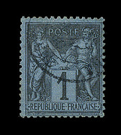 O TYPE SAGE - O - N°84 - 1c Noir S/Bleu De Prusse - Certif - TB - 1876-1878 Sage (Type I)