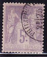 O TYPE SAGE - O - N°95 - 5F Violet S/lilas - Obl. Philippeville - TB - 1876-1878 Sage (Type I)
