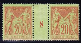 * TYPE SAGE - * - N°96 Paire Millésime 8 - Timbre Presque ** - TB - 1876-1878 Sage (Type I)