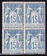 ** TYPE SAGE - ** - N°101 - 15c Bleu Papier Quadrillé - TB - 1876-1878 Sage (Type I)