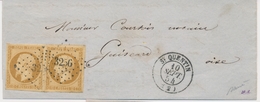 L Emission Présidence Sur Lettre - L - N°9 - 10c Bistre - Paire Avec Légère Froissure Entre Les Timbres - Obl. PC 3256 - - 1849-1876: Klassieke Periode