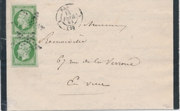 LAC Emission Napoléon Non Dentelé Sur Lettre - LAC - N°12 - Paire Verticale - Obl. étoile - Paris Pour Paris - 14/2/1861 - 1849-1876: Période Classique