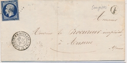 LAC Emission Napoléon Non Dentelé Sur Lettre - LAC - N°14Ab - Bleu Noir - Obl. PC 1856 - T15 - St Sauveur En Puysayé - 2 - 1849-1876: Période Classique