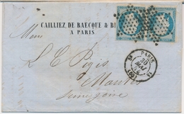 LAC Emission Napoléon Non Dentelé Sur Lettre - LAC - N°15 - Paire - Obl. Étoile Muette - PARIS - 30/5/54 - Pr Mantes - B - 1849-1876: Période Classique