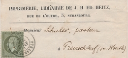 BJ Emission Napoléon  Dentelé Sur Lettre - BJ - N°19 - Obl. STRASBOURG - 3/3/69 - S/B.Journal Pour FREUSCHDORF - TB - 1849-1876: Période Classique