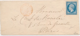 L Emission Napoléon Dentelé Sur Lettre - L - N°22 - Obl étoile - Env. - Càd - Bau Du Palais De Biarrits 9/65 - Le Tout E - 1849-1876: Période Classique