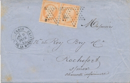 LAC Emission Napoléon  Dentelé Sur Lettre - LAC - N°23 Paire - Obl. étoile évidée - Pour ROCHEFOERT 9/2/65 - TB - 1849-1876: Klassik