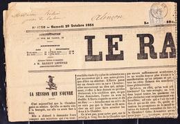 JOURN Emission TYPE SAGE Sur Lettre - JOURN - N°87 S/journal "LE RAPPEL" - 28/10/1881 - De PARIS à ALENCON - Signé Jamet - 1849-1876: Période Classique