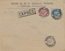 L Emission TYPE SAGE Sur Lettre - L - N°90, 98 - Obl. VEZELISE T18 - Du 14 Juin - Sans Millésime - S/env. EXPRESS. - TB - 1849-1876: Période Classique