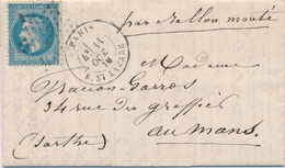 LAC BALLONS MONTES - LAC - Le LOUIS BLANC - LMM Du 11.10.70 - Etoile 2 Sur N°29 Càd R. St Lazare, Arrivée LE MANS Le 18. - Guerre De 1870