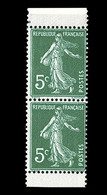 ** TYPE SEMEUSE CAMEE - ** - N°137m - 5c Vert  Papier X   - Paire Verticale De Carnet -- Adhérence S/BDF - TB - 1906-38 Semeuse Camée