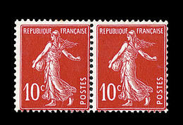 ** TYPE SEMEUSE CAMEE - ** - N°138c - Paire - Rouge écarlate - TB - 1906-38 Säerin, Untergrund Glatt