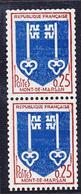 ** PERIODE 1941 à Nos Jours - ** - N°1469a - Tenant à Normal + Décalque De Feuille - TB - Unused Stamps