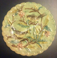 Assiette Polylobée Aux Oiseaux En Barbotine De Wasmuël - Vers 1900 - Marque T Pour Thurne - Décor Floral - Wasmuel (BEL)