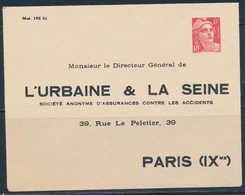 EP ENTIERS POSTAUX (Réf. STORCH) - EP - GAN 1b - 6F Rouge - Env. Privée - N°I 1b - L'Urbaine & La Seine - TB - Cartes-lettres