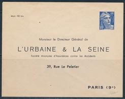 EP ENTIERS POSTAUX (Réf. STORCH) - EP - GAN N2g1 - 15F Bleu - L'Urbaine & La Seine - TB - Cartes-lettres